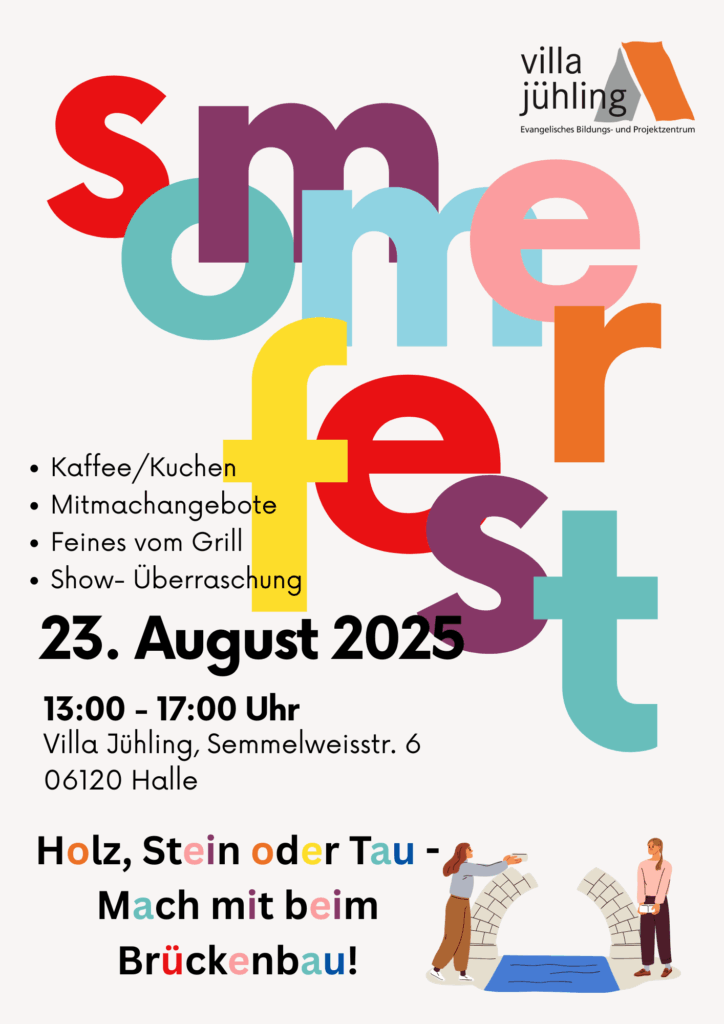 Flyer vom Sommerfest am 23. August in der Villa Jühling in der Semmelweisstraße 6 in Halle